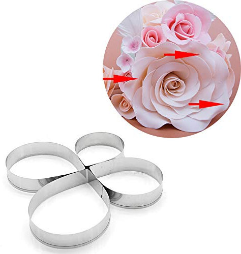 Molde grande de acero inoxidable para pétalos de rosa, cortador de galletas de pétalos de rosa grande, molde para decoración de pasteles de pétalos de rosa grande, 4 unidades