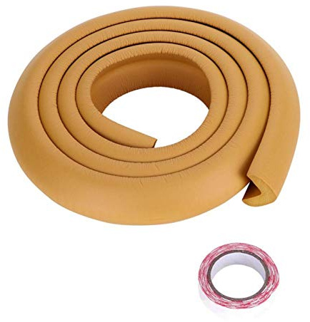 BORDSTRACT 2m Protezione del Bordo della Scrivania, Paracolpi in Gomma di Sicurezza per Mobili con Bordi Protettivi Angolari Rotolati, Protezione per Bambini e Neonati(Colore Del Legno)