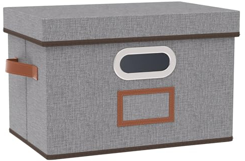 OUTBROS Cajas almacenaje Ropa con Tapa, 38x25x25cm, Juego de 1, Gris | Cajas de almacenamiento plegables, Contenedores de tela con tapas de organizadora para guardar ropa