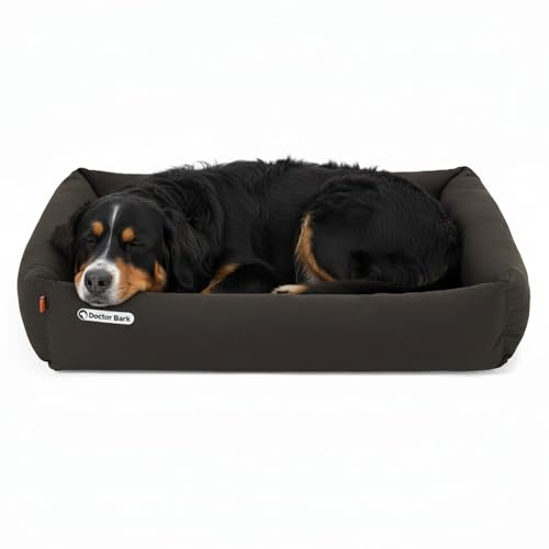 Doctor Bark Hundebett Orthopädisch - Waschbar bis 95°C, Geruchsfrei & Hygienisch - Kuscheliger Hundekorb Grosse Hunde mit Hundematratze (XXL - 110x100 cm, Braun)
