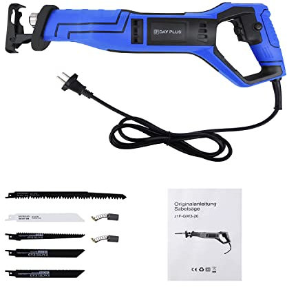 Sierra de sable 900 W, sierra universal 2800 RPM, longitud de carrera, 28 mm, sierra de sable con 5 hojas, 2 escobillas de carbón, sierra de sable para herramientas eléctricas, para cortar madera,