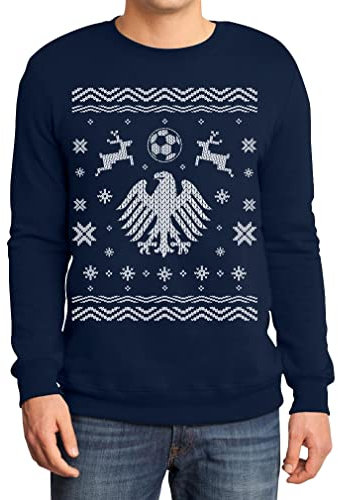 Christmas Trikot Fussball WM Deutschland Adler Sweatshirt Small Marineblau