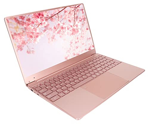 ASHATA Computer Portatile Sottile Portatile Rosa, Display 2K HD da 15,6, CPU Quad, DDR4L 12 GB, per 11, Laptop con Impronta Digitale, Tastiera Retroilluminata,