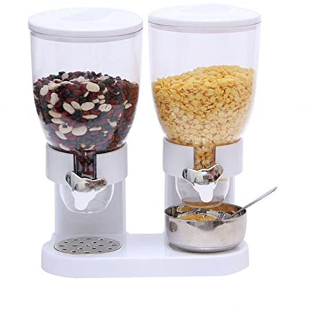 GOOBIX Compact Dry Food Dispenser,Dual Food Dispenser - Dry Food Dispenser Perfect As A Candy, Nuts, Rice, Granola, Cereal & more Dispenser. and Keeps Your Food fresh,B