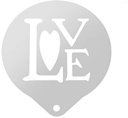 CALLARON Stainless Stencil Hollow Love Baking Template for Latte Cappuccino Cupcake Cookie Baking Decorating Supplies for Coffee and Beginners