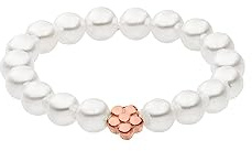 Purelei Shiny Bloom Ring (Gold, Silber, Rosegold), Wasserfester elastischer Damen Ring aus Perlen, Eleganter Ring mit Seashell Perlen, Geschenke für Damen, Verschiedene Grössen (Rosegold, S/M)