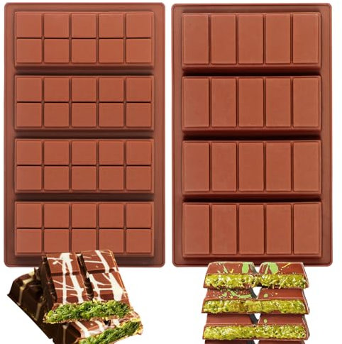 Webake Moldes de silicona para barra de chocolate, 2 unidades