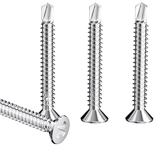 60 PCS Stainless Steel Self Drilling Self Tapping Metal Screws for Iron Sheets, Furniture, Steel Tiles (M4.2 * 32mm)