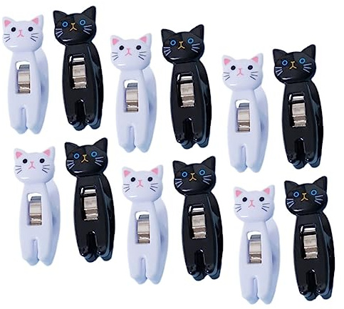 KONTONTY 12 Stück Süße Katzen-Memo-Clips Multifunktionale Kunststoffklammern Für Fotos Notizen Und Kleidung Kompakte Büro- Und Haushaltsclips