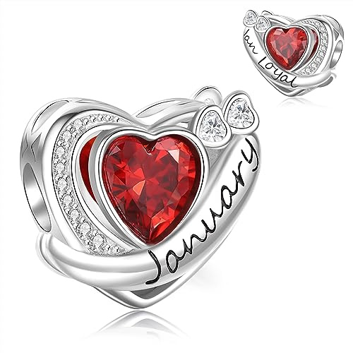 Symretie Pendentif Pierre de Naissance en Argent 925 pour Femme, Compatible avec les Bracelets et Colliers Style Pandora et Européen. Convient aux Femmes et aux Filles.MON64
