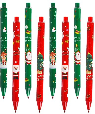 Gukasxi Festliche Gelschreiber, einziehbare Kugelschreiber, schwarze Tinte, Weihnachten, Neuartiger Kugelschreiber, Studenten, Kinder, Weihnachten, Geschenke, Beutelfüller, 24