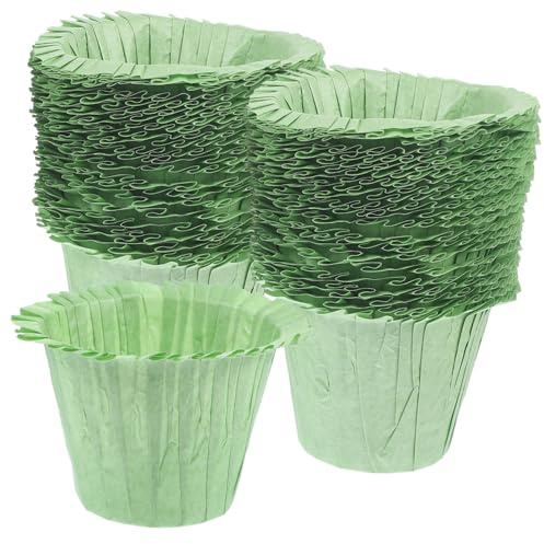 ABOOFAN Papierbackförmchen Grün 50 Stück Cupcake Muffin Förmchen Lebensmittelecht Einweg Backförmchen für Geburtstag Hochzeit Party Kuchen Snacks