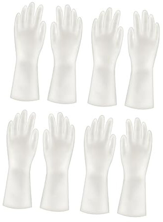 Mikinona 4 Paar Haushaltshandschuhe Gummihandschuhe Spülhandschuhe mittel Toilettenhandschuhe Küchenhandschuhe Latex handschuhe Küchenreinigungshandschuhe Hausarbeitshandschuhe sauber Weiß