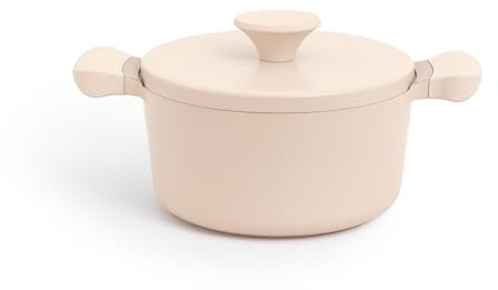 CREATE/POT STUDIO/Olla de aluminio de Ø24cm con revestimiento cerámico arena/Antiadherente, diseño retro, apta para todo tipo de cocinas, resistente y duradera, fácil de limpiar, libre de PFOA