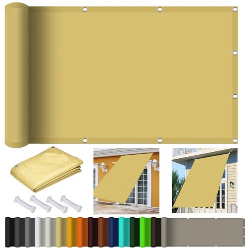 Sonnensegel Nach Maß mit ösen 3 x 6.5 m, Wasserdicht 98% UV Schutz Sonnensegel Leinwand inkl Befestigungsseile für Garten Terrasse, Creme Farben