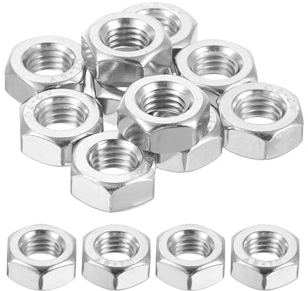 QUARKZMAN Linksdrehende Sechskantmutter M10x1.5mm 304 Edelstahl | Linksdrehende Sechskantmutter für Montage und Befestigung Silber 10Stk