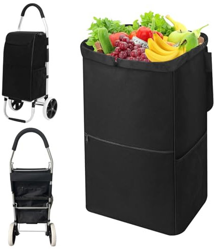 Wedhapy Sacs à roulettes pour Caddie Sacs de Caddie imperméables Remplacement de Doublure de Caddie avec Poches latérales en Maille Sac de Rangement Pliable pour Caddies d'épicerieSacs à Roulette