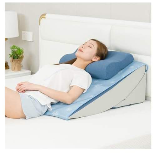 PLIKMN Keilkissen Lesekissen Bett Verstellbare Keilbettruhe mit verstellbarem Kopfkissen und Sommerschlafmatte, Rückenstützkissen aus Schaumstoff gegen Sodbrennen, Dreieckskissen für die Altenpflege