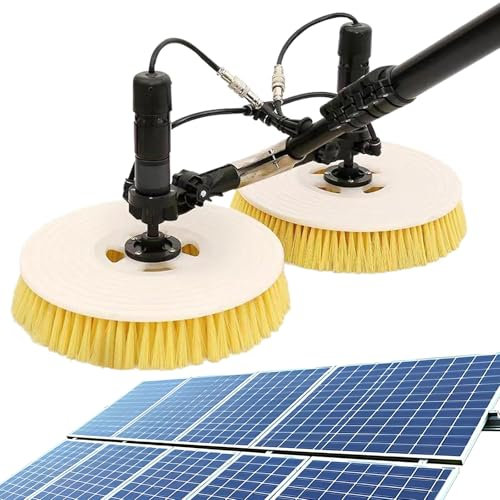 Eastnmythet Telescopic Rod PV Panel Wash Cleaning Machine, Electric Solar Cleaner Robot Water Fed Brush, Dual Head,Lithium Battery-5.5m/18ft
