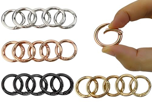 BALUKEYS 20 Stück Rund Frühling Karabinerhaken,28mm Schlüsselringe Edelstahl Karabiner Rund,O-Ring Schlüsselring Klein für Bastelarbeiten,Taschenzubehör,DIY Handwerk Machen,Mix-Farben