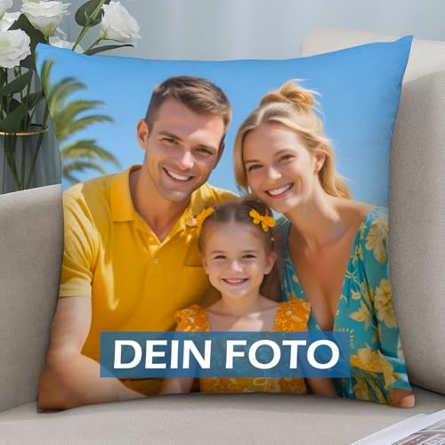 JONZIN Kissen mit Foto Bedrucken Lassen - Selbst Gestalten Kissen Personalisiert Doppelseitiger FotoKissen-Bezug 100% Polyester Personalisierte Geschenke Mann Frau (45 × 45 cm)