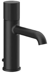 Gessi Habito - Miscelatore monopulsante per lavabo, con beccuccio, 131 mm, RIGATO, 70501, colore: nero opaco