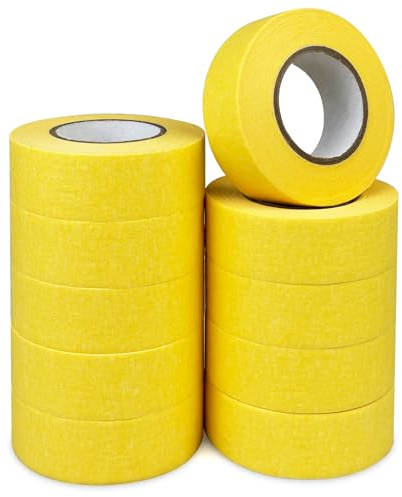 TAOBWN 10 Rolls Masking Tape for Painting 24mm x 20M Yellow Multi-Surface Premium Painting Tape Decorators Tape Painters Tape for Indoor Painting DIY Crafts Use, Medium Adhesion No Residue