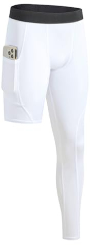 Towintec Homme One Leg Compression Collants avec Poches Legging Running Séchage Rapide Tight léger Respirant Caleçons Basketball Pantalon de Compression Fitness Entraînement Gym
