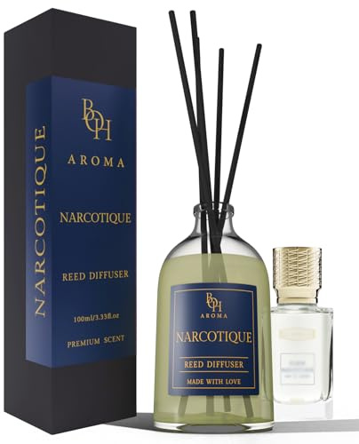 Rumdoft NARCOTIQUE | Reed diffuser med 5 doftpinnar | 100 ml | luftrenare med doftpinnar för lägenheten | diffuser med pinnar | rumsdoft inspirerad av lyxiga sparfums