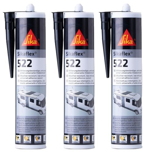 Sika – Dichtstoff – Sikaflex-522 schwarz – ideal für Fugen – innen und außen – UV-stabil und witterungsbeständig – gute Haftung -300 ml (Packung mit 3)