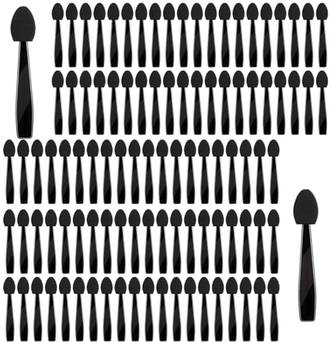 JIYIN 100 Pcs Eyeshadow Applicators, Disposable Eye Shadow Applicators, Mini Dual-Sided Sponge Tip Eye Shadow Brushes Portable Travel Makeup Brushes, Multipurpose Blending Sticks for Eyeshadow
