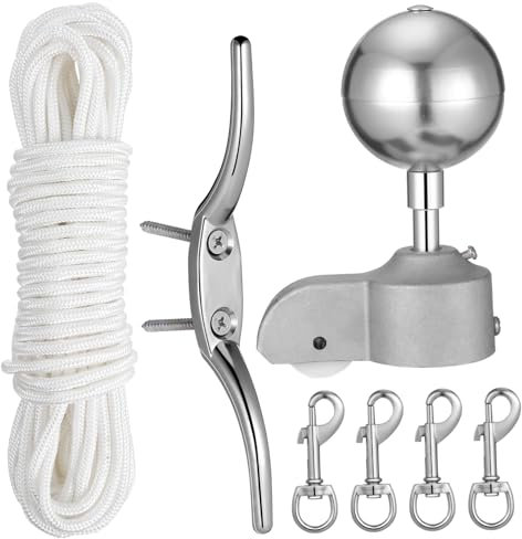 ibasenice 1 Set Flagpole Repair Parts Kit Weatherproof Halyard Rope Swivel Snap Clips and Replacement Truck for Enhanced Functionality and Easy Installation Homes and Outdoors