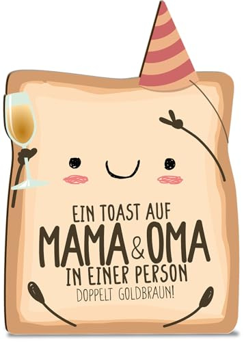 Generisch Mama Oma Karte Toast Mama & Oma Holzkarte - Geburtstagskarte mit Umschlag - liebevoll gestaltete Grußkarte für Toast, schönes Präsent für Angehörige, liebevolle Karte Freunde und Familie