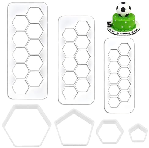 UIEXAY 7 Piezas Cortadores De Galletas Con Patrón De Fútbol Molde Galletas De Plastico Molde De Galletas De Fútbol Para Chocolate,Galletas,Diy,Tartas, Decoracion Tarta Futbol (Blanco)