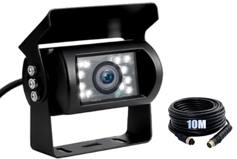 Vehicle Backup Cameras 33FT 4Pin Aviation Cable, Rear View 18 IR LED Night Vision IP68 Waterproof Backup Camera Kit for Car Bus Truck Camper Caravan Parking Assistance