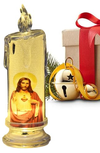 Tktouci Velas sin llama de oración LED,Vela de oración sin llama, Velas Religiosas LED, Vela de devocional, velas religiosas, velas festivas para el hogar de escritorio