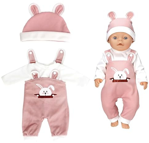 Kleidung Outfits für Baby Puppen,Kleidung Puppenkleidung 35-43 cm,Hochwertiges Puppenzubehör,Baby Puppensachen puppenzubehör mit Hut Langarm Hose Geschenk für Kinder Mädchen Jungen