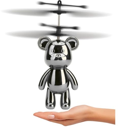Trendi Rotary Flying Bear Helicopter Toy – Hand Sensor Induction Control Aircraft with LED Lights – USB Rechargeable Gesture Controlled Flying Toy for Kids & Adults – Indoor