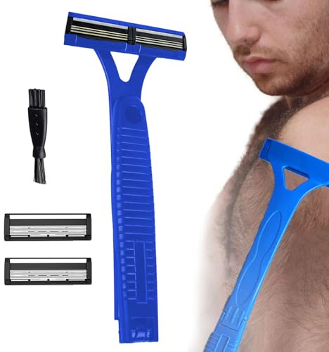 Rücken-Trimmer für Herren, Nass- oder Trockenrasierer für den Rücken, mit Schutzgitter für empfindliche Haut, klappbarer ergonomischer Griff, Körperrasierer für Herren