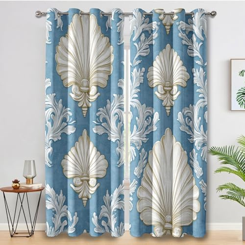 Genérico Cortinas Salon Rococó, Cortinas Dormitorio Barroco Vintage Decoracion Habitacion Ventana, Termicas Aislantes, con Anillas, 117x183 2 Piezas (An X Al) L-C&23