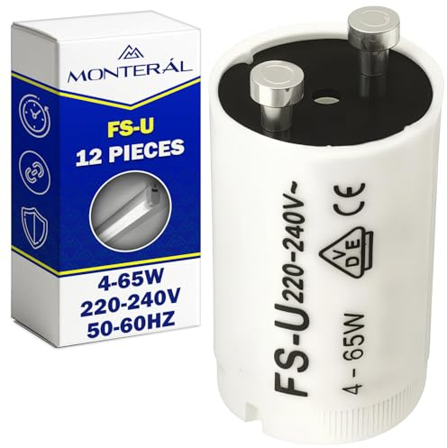 MONTERAL 12 Stück Starter Leuchtstoffröhre 4-65W 220-240V 50-60Hz mit Sockeltyp FS-U - Starter Neonröhre ist CE und EAC Zertifiziert