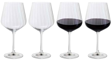 Dartington Crystal Cheers! Optic Goblet Red Wine Glasses Crystal, 570ml – Set of 4 Glasses