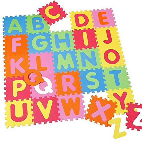 PUZZLE TAPPETO PAVIMENTO IN GOMMA 26 PEZZI ALFABETICO 32X32 CM ATTIVITA' BAMBINI