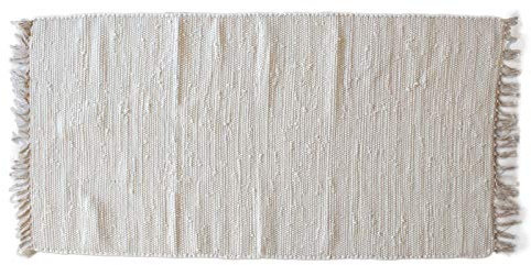 Mr.Ghorbani Handgewebter Kelim Fleckerl Uni Farben 100% Baumwolle 2000 g/qm, Farbe:Beige, Größe Teppiche:140 x 070 cm