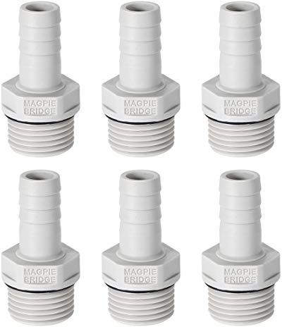 sourcing map PVC Schlauchanschluss Schlauchverbinder 6 Stück | 12mm oder 15/32 mit Widerhaken x 1/2 G Stecker Rohr Schlauchtülle Wasseranschluss Verlängerung