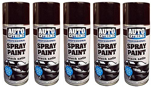 400ml Auto Extreme Professional Quality Perfect Finish Black Satin Aerosol Spray Paint Cans For Cans Bikes Vans & Other surfaces (5)