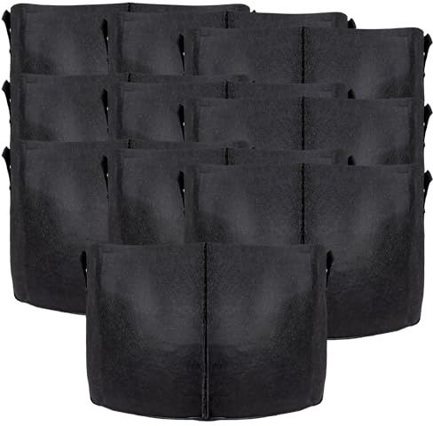 INTIRILIFE Lot de 10 Sacs de Plantation Non tissés de 113 litres - 60 x 40 cm - avec poignées de Transport pour Jardin, Serre, etc.