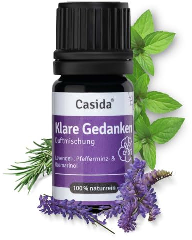 Casida® Klare Gedanken Duftmischung ätherische Öle mit Lavendelöl, Pfefferminzöl, Rosmarinöl - befreit den Kopf für mehr Klarheit ideal bei Brain Fog - 5 ml - Aus der Apotheke