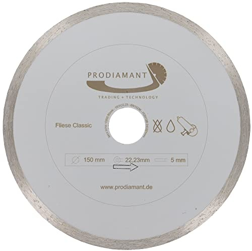 PRODIAMANT Prorim Diamant-Trennscheibe 150 mm x 25,4 mm - Diamantscheibe für Keramik und Fliesen - präziser Schnitt - passend für Winkelschleifer