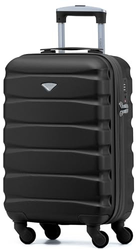 Flight Knight Maleta Rigida Ligera de 4 Ruedas, Equipaje de Mano de Cabina Aprobado para Mas de 100 Aerolineas Incluidas British Airways, easyJet, Jet2 & Wizz 55x35x20cm - Cerradura TSA